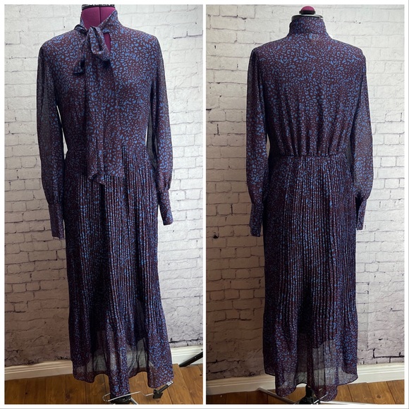 A new day size small burgundy and blue leopard print dress - Picture 1 of 8